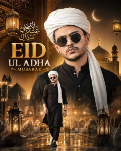 Royal Black Jubba Eid Poster AI Prompt