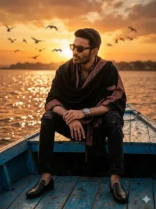 Intense Boat Sitting Portrait