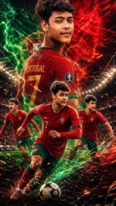 Future Football Icon Portugal AI Prompts Realistic 8K Wallpaper