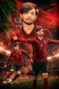Portugal Football AI Prompts Number 7 Jersey Legend Poster