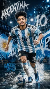 Urban street graffiti football artwork generated with Argentina Football AI Prompts