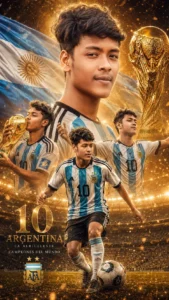 Epic golden era movie style poster created by Argentina Football AI Prompts