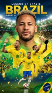 Legendary yellow jersey poster design created with Brazil Football AI Prompts