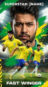 Vinicius Jr inspired fast winger action look from Brazil Football AI Prompts