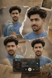 Torn paper collage design with Spotify AI Photo Prompts