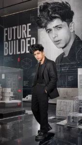 Futuristic AI prompts for boys future builder poster design