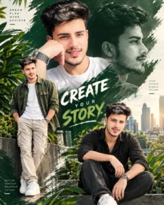 Green nature and urban personal branding AI poster