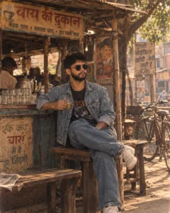 90s indian retro ai prompts roadside tea stall candid