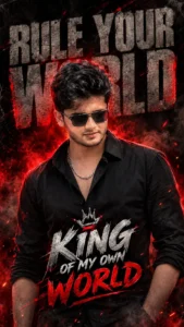 AI attitude poster with a black shirt and dramatic red lighting