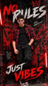 AI attitude poster with red and black streetwear fashion