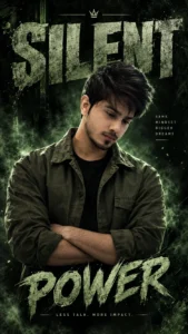 Man in an olive green overshirt with dark forest tones and cinematic shadows