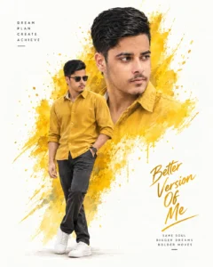 Minimalist yellow fashion poster on a white background