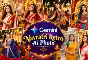 Navratri AI Photo Prompts for retro-style festive portrait editing with Google Gemini
